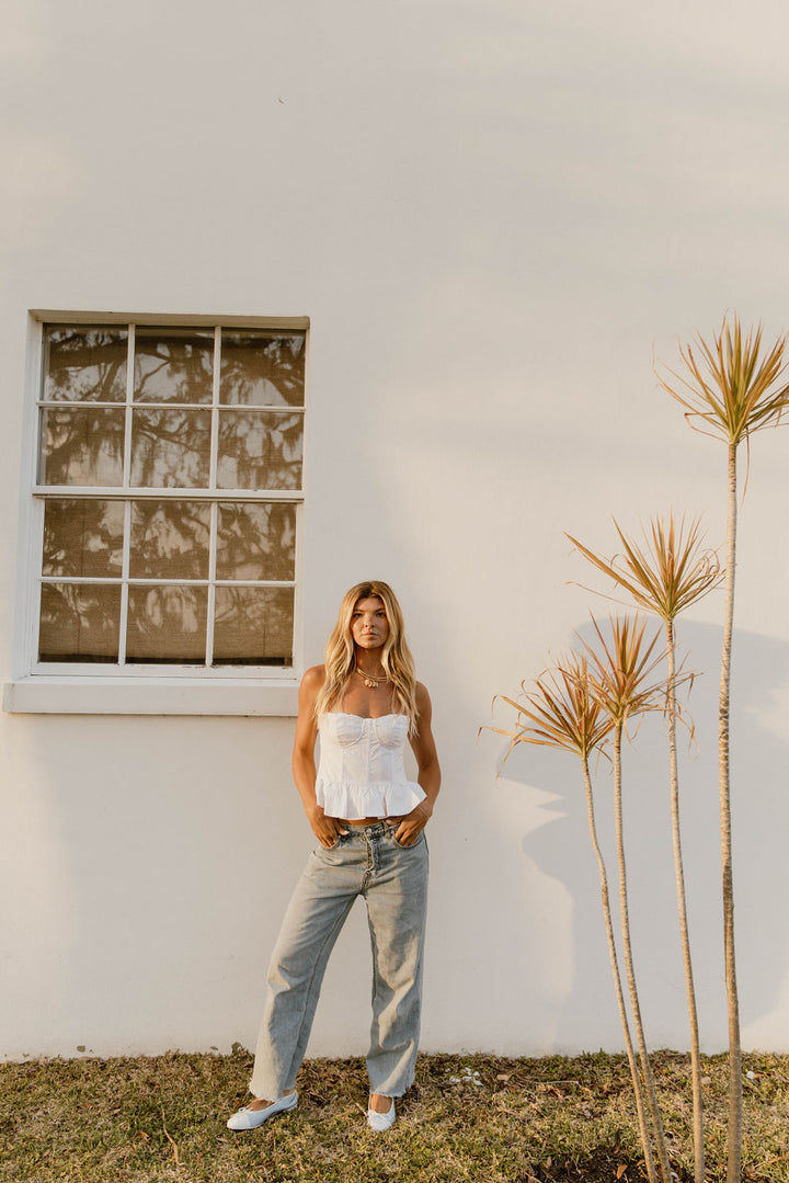 Latia Ruffled Top - White