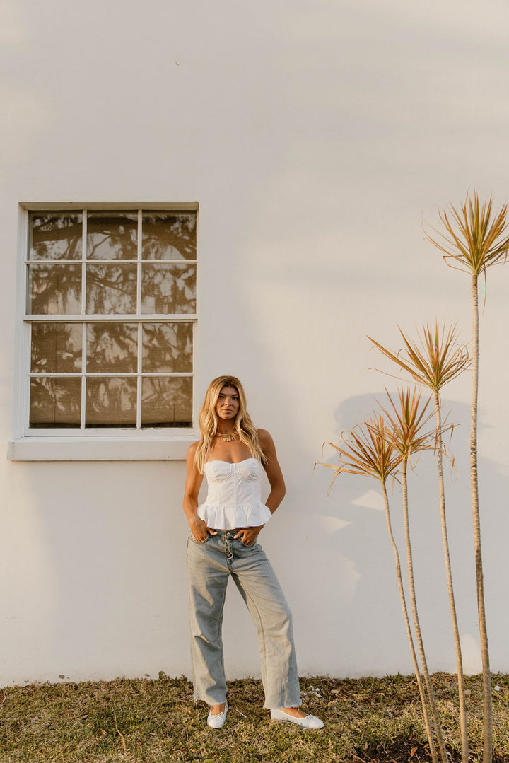 Latia Ruffled Top - White