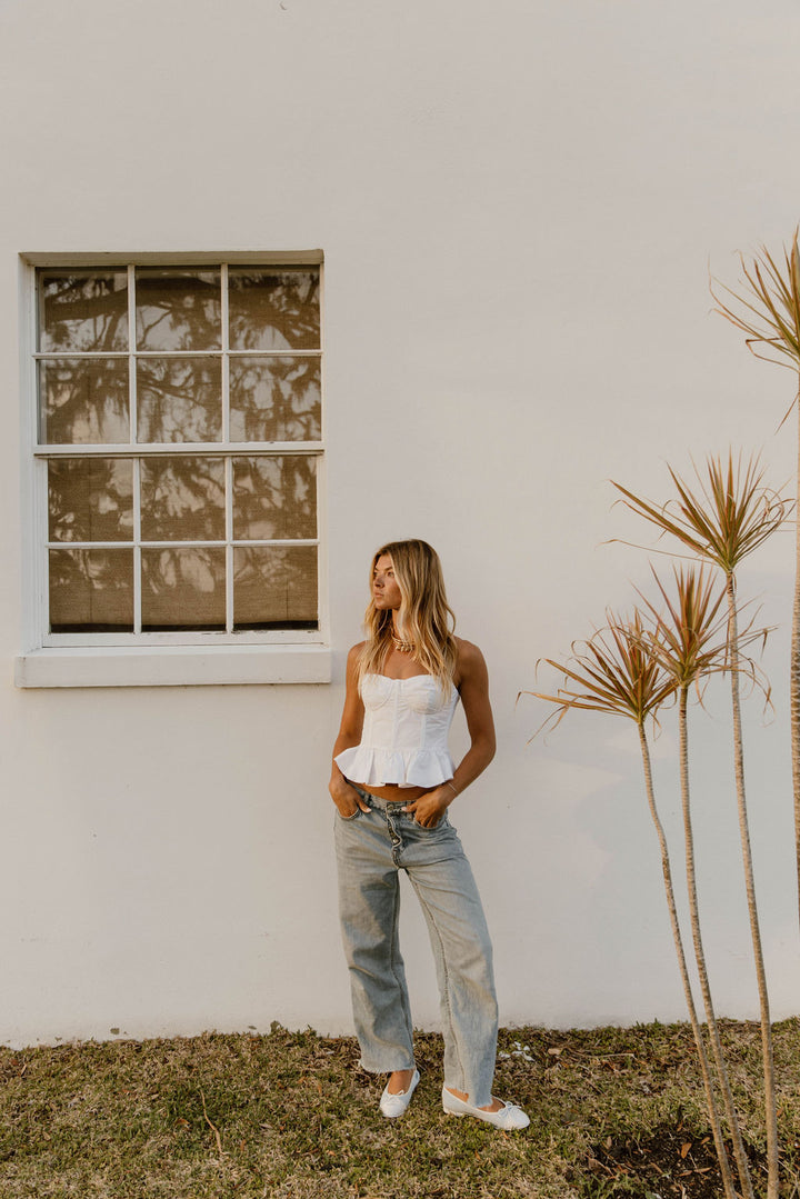 Latia Ruffled Top - White
