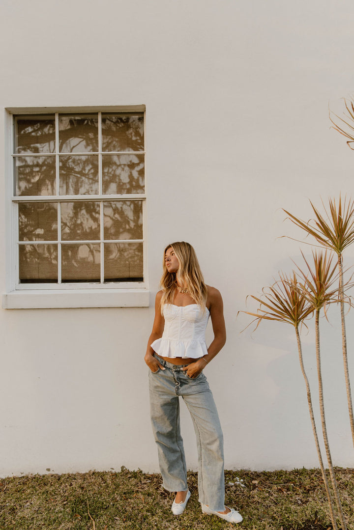 Latia Ruffled Top - White