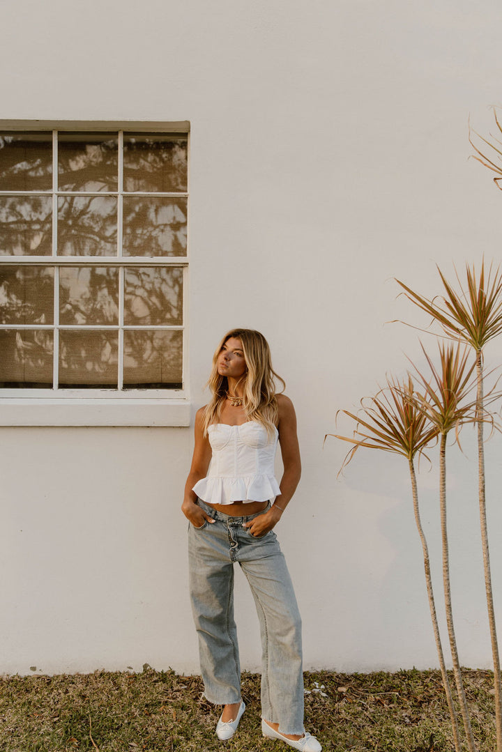 Latia Ruffled Top - White