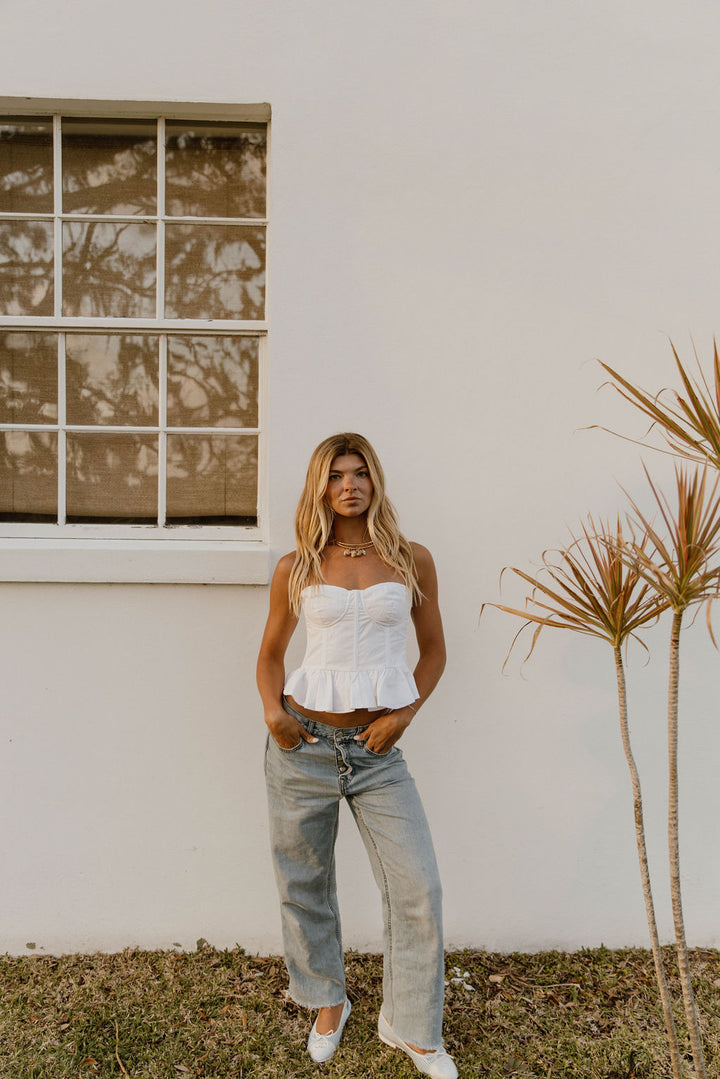 Latia Ruffled Top - White