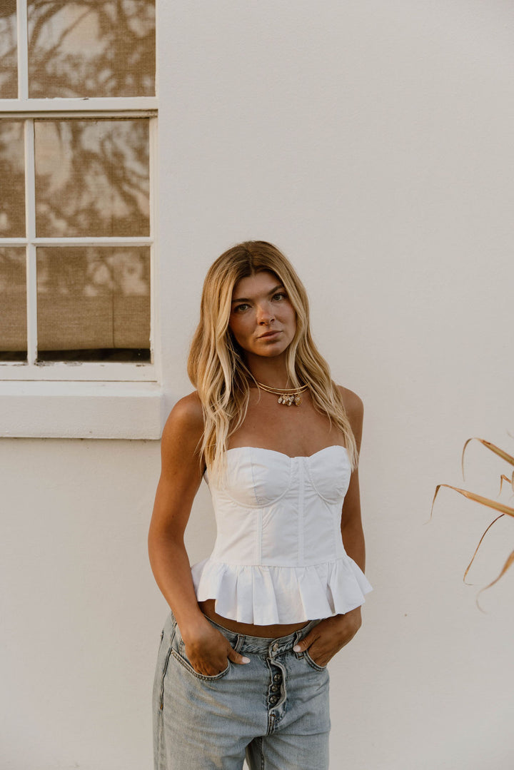Latia Ruffled Top - White