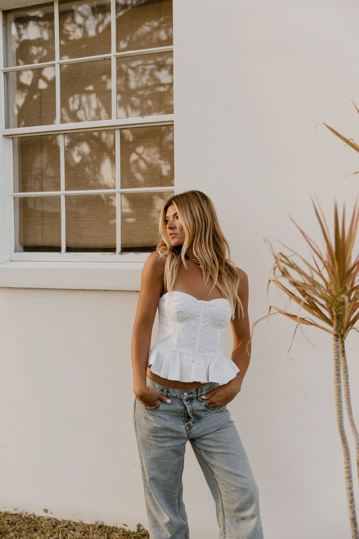 Latia Ruffled Top - White
