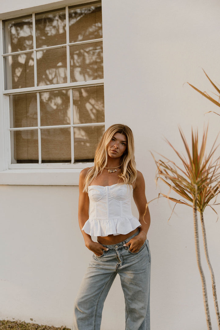 Latia Ruffled Top - White