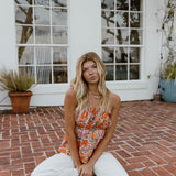 Elaine Strapless Top - Orange/Pink