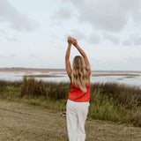 Alina Flare Strapless Top - Red
