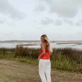 Alina Flare Strapless Top - Red