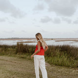 Alina Flare Strapless Top - Red