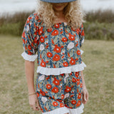 Opal Ruffle Trim Set - Navy/Red