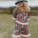 Opal Ruffle Trim Set - Navy/Red