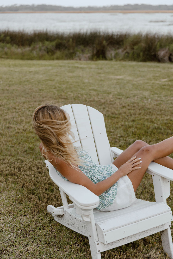 Madeline Strapless Top - White/Blue/Green