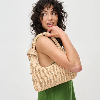 Jessa Straw Summer Beach Shoulder Bag: Natural