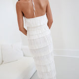 Lily Pleated Midi Dress -White