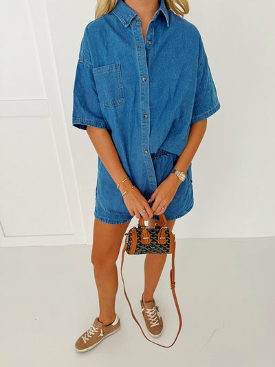 Jaclyn Shorts Set - Light Denim