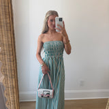 Camellia Striped Maxi Dress - Green/White Stripes