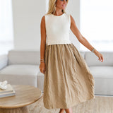 Mia Knit Top Midi Dress-Natural