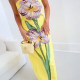 Isabel Strapless Floral Maxi Dress - Yellow