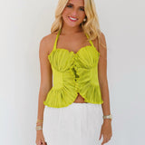 Peyton Pleated Top - Lime