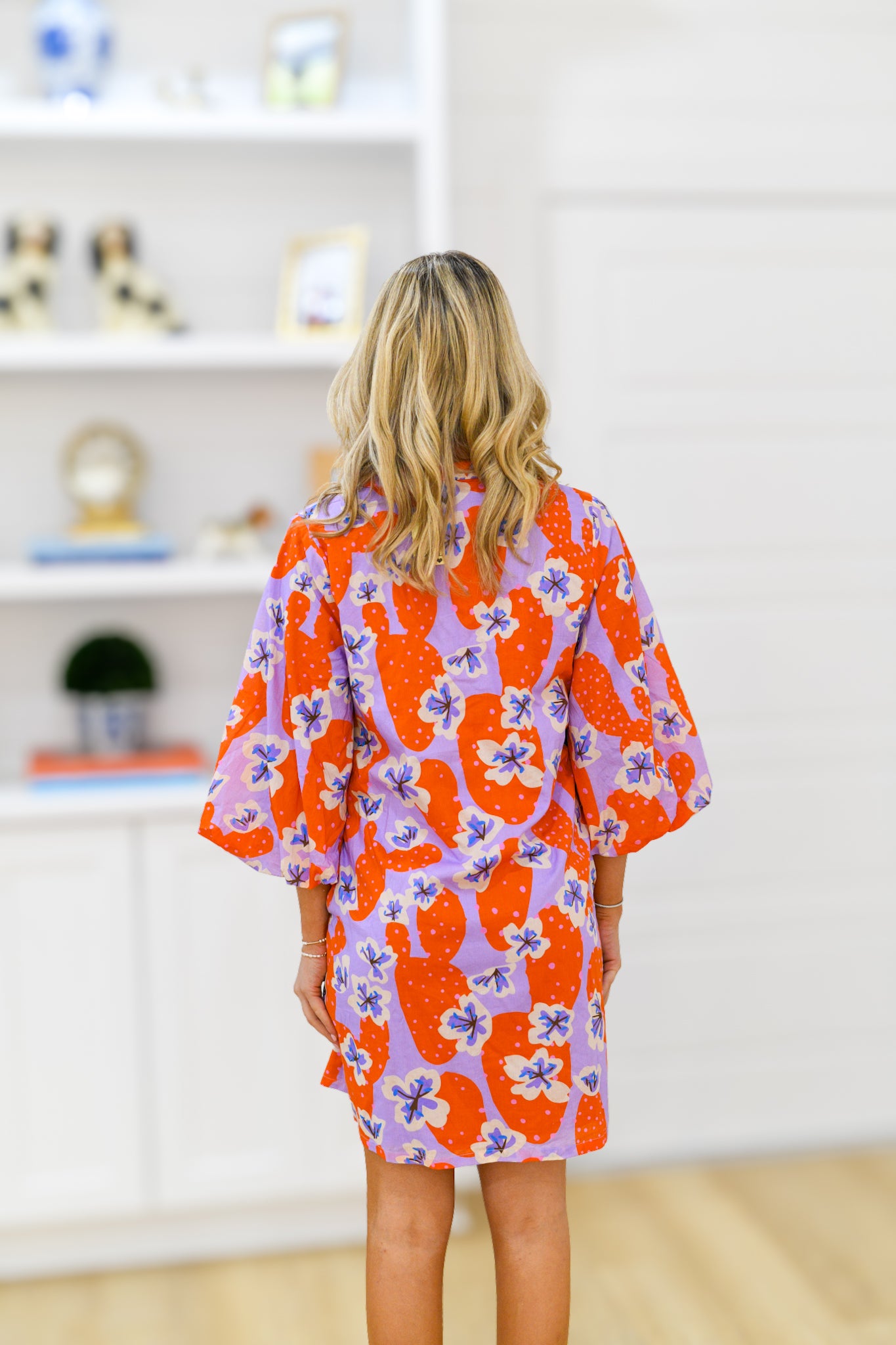 Jody Balloon Sleeve Dress - Orange Mix