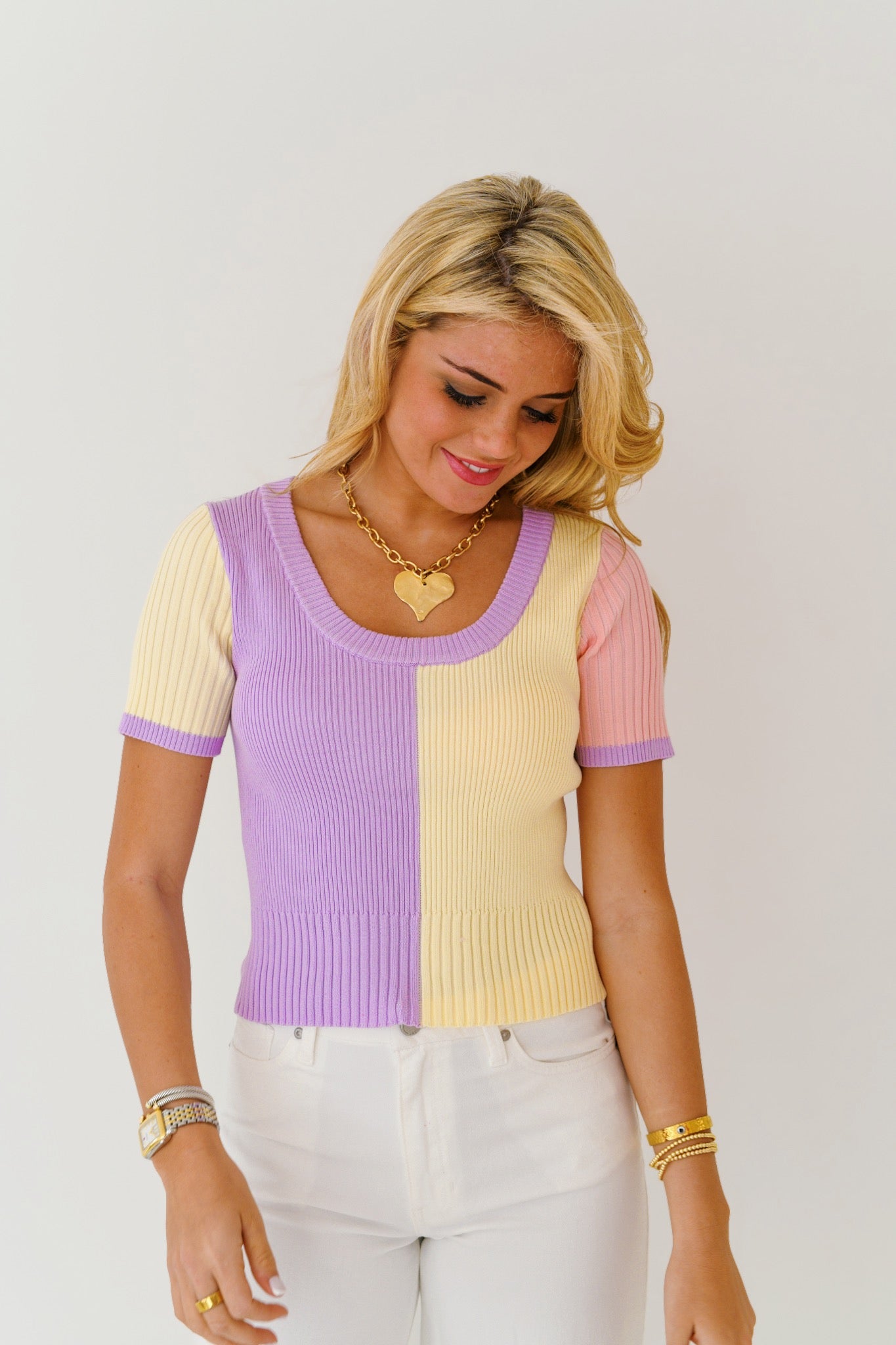 Victoria Color Blocked Sweater Top - Multi