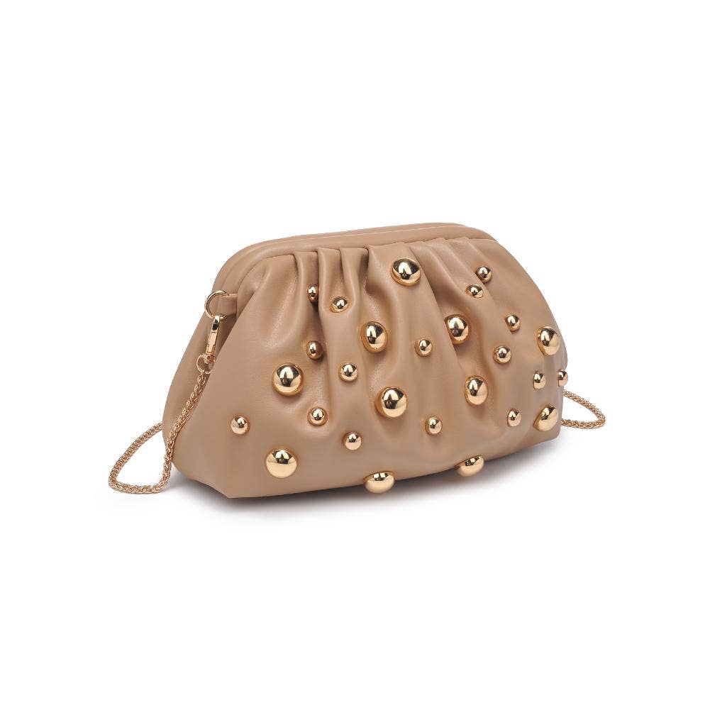 Carey Studded Clutch: Natural