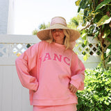 Fancy Oversized Fleece Mockneck - Hibiscus/Paradise Pink