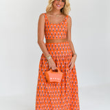 Ivy Maxi Skirt Set - Orange Blockprint