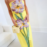 Isabel Strapless Floral Maxi Dress - Yellow