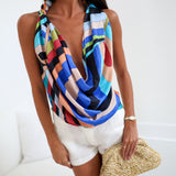Logan Beaded Accent Top -Blue Multi