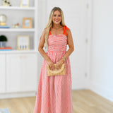 Claire Shoulder Tie Maxi Dress - Red