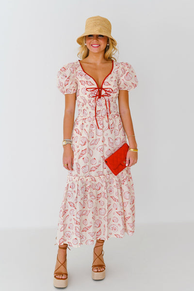 Malibu Midi Dress - Red Shells