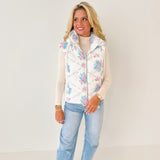 Whitney Floral Printed Vest Hoodie - White