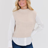 Alyson Sweater Shirt Combo - Beige