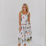Hannah Belted Midi Dress - Baby Blue Floral