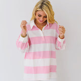 Maisie Striped Long Sleeve Top-Pink