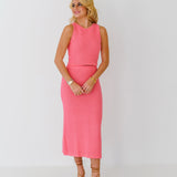 Laura Ribbed Sweater Midi Skirt-Pink