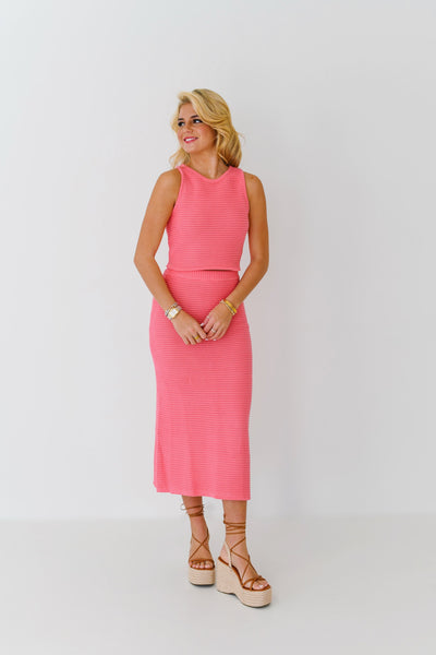 Laura Ribbed Sweater Midi Skirt-Pink