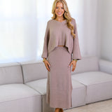 Nolan Sweater Skirt Set - Stone