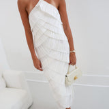 Lily Pleated Midi Dress -White