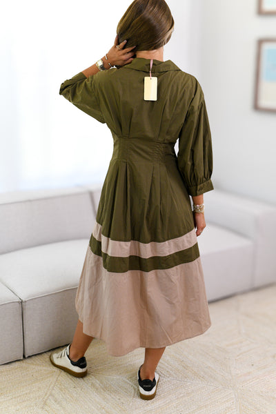 Berkley Midi Shirt Dress - Olive