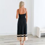 Kaylyn Knit Midi Dress-Black/Khaki