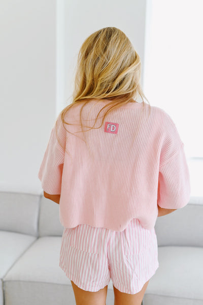 Landri Cozy Half Cardigan-Baby Pink