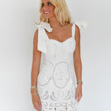 Chiara Embroidered Mini Dress - Off White