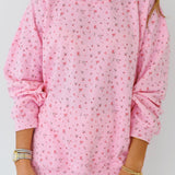 Bailey Floral Oversized Crewneck-Pink