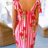 Soph Striped Mini Tie Dress - Red Stripe Floral