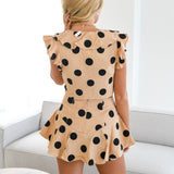 Callie Front Tie Top - Biege/Black