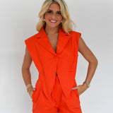 Madi Blazer Style Romper - Orange