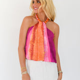 Mallie Accent Top - Magenta/Coral
