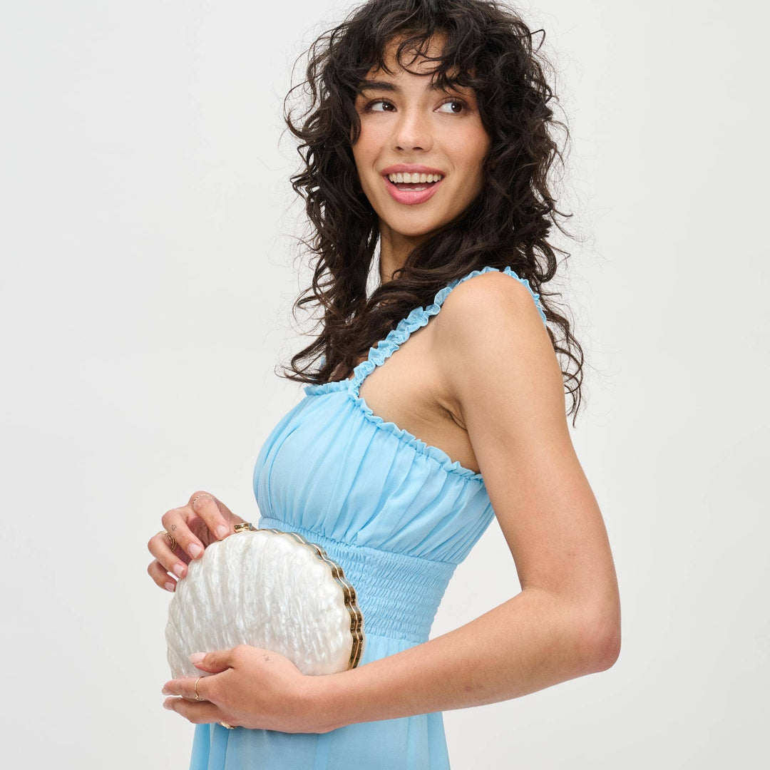 Pearla Seashell Mermaid Evening Bag: Pearl